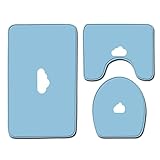 Badezimmerteppich Weiß Blau Badematte Set 3 Teilig Fußmatte rutschfest Saugfähig Badteppich Waschbar Fussmatte Teppich Schmutzfangmatte für Badezimmer