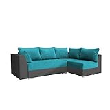 mb-moebel Ecksofa mit Schlaffunktion Eckcouch mit Zwei Bettkasten Sofa Couch Wohnlandschaft L-Form Polsterecke Laos (Türkis + Grau, Ecksofa Rechts)