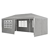 Juskys Partyzelt 3x6 m in Grau — Gartenpavillon mit Dach & Seitenwänden — Gartenzelt mit 18 m² Grundfläche — Sonnenschutz für Outdoor