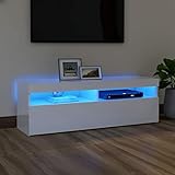 BULANED TV-Schrank, Fernsehtisch, Tv Lowboard, Fernsehschrank, Tv Bank, Tv Table, Tv Kommode, Tv Board， Fernseher Regal, mit LED-Leuchten Hochglanz-Weiß 120x35x40 cm