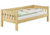 Erst-Holz® Kieferbett Natur Einzelbett 90x200 Massivholz-Bettgestell Futonbett mit wählbarem Zubehör V-60.53-09, Ausstattung:ohne Zubehör