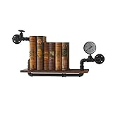 Wandregal Vintage Schmiedeeisen Regal Massivholz Bücherregal Wandregal Wasserrohr Wandbehang Eckregal Eckregal (Größe: 70 x 20 x 70 cm)
