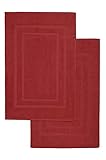 NatureMark 2er Pack Badvorleger Badematte | Premium Qualität | 100% Baumwolle | 50 x 80 cm | Duschvorleger Duschmatte Doppelpack | Farbe: Bordeaux rot