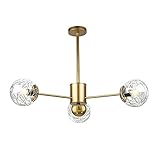 Moderner Led-Sputnik-Kronleuchter, Zeitgenössische Kronleuchter, Dimmbare Hängende Pendelleuchte Für Küche, Schlafzimmer, Flure, Treppenhaus-Gold 3 Lichter (27,9 x 22,3 Zoll) Commemoration Day