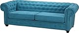 Meble Roberto Imperial Sofa 3-Sitzer Chesterfield Sofa 224 cm, Sofa mit Schlaffunktion, Wohnlandschaft, Sofas & Couches, Wohnzimmer Schlafsofa Farbe: Ocean