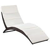 vidaXL Sonnenliege mit Auflage Klappbar Gartenliege Relaxliege Gartenmöbel Liege Freizeitliege Strandliege Liegestuhl Poly Rattan Braun