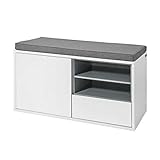 SoBuy FSR37-W Sitzbank mit Sitzkissen Bettbank Schuhschrank Garderobenbank weiß BHT ca: 80x46x35cm