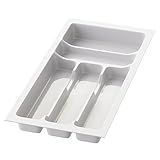 Sossai® Besteckeinsatz Divio für Schubladen 30 cm | Breite 23 cm x Tiefe 49 cm | zuschneidbar | mit 5 Fächern | Farbe: Weiß | Besteckkasten Ordnungssystem