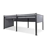 Blumfeldt Pantheon Cortina Pavillon, Wasserdicht mit Faltdach, Stabiler Gartenzelt-Pavillon mit Seitenwänden, Metall-Pavillon Winterfest, Partyzelt mit UV-Schutz, Polyester, Pavillon 3x6 m, Dunkelgrau
