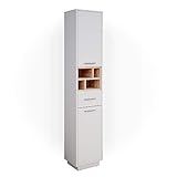 Vicco Badschrank Hochschrank Badezimmerschrank Beatrice Badregal Badmöbel Regal (Weiß-Sonoma)