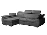 Ecksofa Boston Mini, Eckcouch mit Schlaffunktion und Bettkasten, Polsterecke mit Einstellbare Kopfstützen, L-Sofa, Polstersofa, Polstergarnitur, Couch, Wohnlandschaft (Kronos 22, Seite: Links, LC+2r)