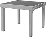 ib style - Diplomat Quadro Silber Ausziehtisch 90-180 cm | Premium Gartentisch | Anti Fingerprint | Frozen Glas