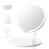 Schminkspiegel mit Beleuchtung ,Tragbares kosmetikspiegel Beleuchtung mit 3 Lichtfarben ,Aufladbar Klappspiegel Reisespiegel ,Speicher-Funktion led Spiegel ,Einstellbar Make-up standspiegel