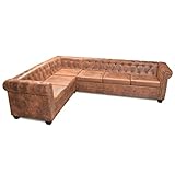 vidaXL Chesterfield Ecksofa Eckcouch Loungesofa Couch 6-Sitzer Kunstleder Braun