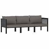 Chusui 3-Sitzer-Sofa mit Auflage, Tagesbett, Couch Mit Schlaffunktion, Schlafsofa, Wohnzimmersofa, Schlafcouch, Bigsofas, Cauchsofa, Anthrazit Poly Rattan