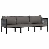 BULANED 3-Sitzer-Sofa mit Auflage, Tagesbett, Couch Mit Schlaffunktion, Schlafsofa, Wohnzimmersofa, Schlafcouch, Bigsofas, Cauchsofa, Anthrazit Poly Rattan