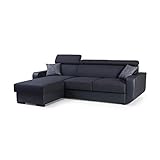 mb-moebel Ecksofa mit Schlaffunktion Eckcouch mit Bettkasten Sofa Couch Wohnlandschaft L-Form Polsterecke Pedro (Schwarz, Ecksofa Links)