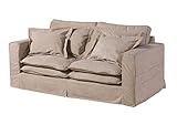 MASSIVMOEBEL24.DE | Kingston 2-Sitzer Hussensofa inkl. Kissen | in Beige - Polyester + Nylon | 196x108x76 cm | abnehmbare & waschbare Bezüge | Couch Polstercouch 2er Sitzer