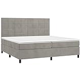 vidaXL Boxspringbett mit Matratze Doppelbett Bett Polsterbett Bettgestell Bettrahmen Lattenrost Hotelbett Schlafzimmerbett Hellgrau 200x200cm Samt