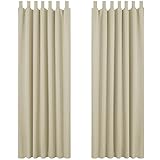 Deconovo Verdunkelungsvorhang Schlaufen Gardinen Wohnzimmer Vorhang Kälteschutz Blickdicht Schlaufenschal, 245x140 cm(HöhexBreite), Beige, 2er Set