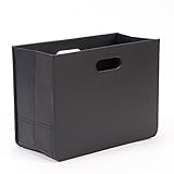Design ZEITUNGSKORB Business | Kunstleder, 40,5x30,5x19,5 cm (BxHxT), Schwarz | Faltbarer Zeitschriftenhalter, edle Zeitungsbox, Zeitungsständer, Zeitungssammler