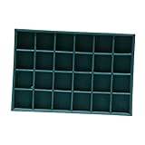 Leeadwaey Grünes Flanell-Schmucktablett für Damen und Mädchen, Schubladeneinsätze, Ohrringe, 24 Fächer, Grün, 24 Fächer, 35 x 24 x 3 cm