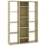 vidaXL Raumteiler Bücherregal 13 Fächer Wandregal Standregal Aktenregal Raumtrenner Büroregal Bücherschrank Sonoma-Eiche 100x24x140cm Holzwerkstoff