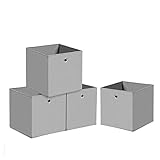 Trintion 4er Set Aufbewahrungsbox Faltbox Faltbare Stoff Faltkiste mit Fingerloch 32 x 32 x 32 cm für Regale oder Raumteiler Schwarz (Grau)