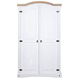 Keketa Kleiderschrank Garderobenschrank Schlafzimmerschrank Dielenschrank Holzschrank Drehtürenschrank Garderobe Schrank mit 2 Türen für Wohnzimmer Schlafzimmer Weiß
