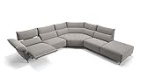 sofanella - Wohnlandschaft CUNEO Stoffsofa Sofagarnitur Couch - Hellgrau