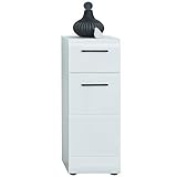 trendteam smart living Badezimmer Badkommode Kommode Schrank Skin, 30 x 80 x 31 cm in Weiß Hochglanz mit viel Stauraum