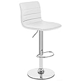 LAJUU Hocker, Barstools, Barstuhl, Hoch Mit Rückenlehne Und Fußstütze, Home Decoration Restaurant Theke, Einstellbare 58-81 cm/Weiss