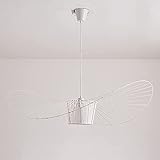 YONIISEA Vertigo Lampe 120cm Weiss, Moderne Kronleuchter Wohnzimmer Vertigo Pendelleuchte (Licht Höhenverstellbar) Fiberglas + Pu Hut Design Vintage Hängelampe