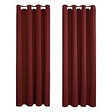 Amazon Brand - Umi 2 Stück Gardinen Vorhänge mit Ösen Vorhang Verdunkelung Fenster Wohnzimmer Schlafzimmer Stores Modern 175x140cm(LxB) Rot