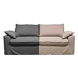 Oviala Sofa aus Leinenstoff, metis, grau, 3-Sitzer, Bezug aus Leinen