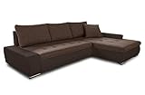 Ecksofa mit Schlaffunktion Faris - Couch mit Bettkasten, Big Sofa, Sofagarnitur, Couchgarniitur, Polsterecke, Bett (Braun + Braun (Madryt 128 + Inari 24), Ecksofa Rechts)