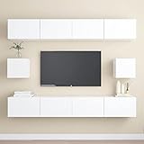 BULANED 6-TLG. TV-Schrank-Set, Jugendzimmer Komplett Set, Wohnwand Wohnzimmer, Tv-möbel & Phonomöbel, Schrankwand Wohnzimmer, Anbauwand Wohnzimmer, Weiß Holzwerkstoff