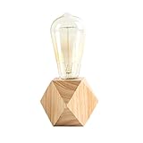 wiheajuora Tischlampe aus Holz, kleine Nachttischlampe mit Holzsockel, niedliche Nachtbeleuchtung, perfekt für Schlafzimmer, Wohnzimmer oder Büro, E27 (ohne Glühbirne)