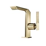 Badezimmer-Waschtischarmatur, Waschbeckenmischer, Bürste, Gold, Messing, Wasserhahn, heiß und kalt, Deckmontage, Waschtisch, goldfarben