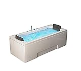 Luxus Whirlpool Badewanne Island 172 x 75 x 60 cm Wanne mit 8 Massage Düsen + LED - für Eckmontage rechts + links Hot Tub Eckwanne oder freistehend an nur 1 Wand Spa für 2 Personen