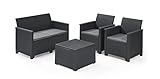 Koll Living Lounge Sets Emma - Verschiedene Ausführungen - hochwertige Sitzgruppe für den Garten - höchster Sitzkomfort durch ergonomische Rückenlehnen (2er Sofa, 2X Sessel & Tisch)