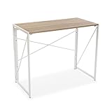 Versa Jack Schreibtisch für den Computer, Arbeitstisch Kompakter Tisch Büro, Klappbar, Maßnahmen (H x L x B) 74 x 45 x 90 cm, Holz und Metall, Farbe: Weiß