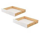 Alcube Schublade HEIM Modell 2022 2er-Set Bett-Schubkasten 90x200 cm mit Rollen für Hausbett Kinderbett I Unterbettkommode Bettauszug, Liegefläche 90 x 200 cm Kieferholz in Weiß, 95 x 65 x 17 cm