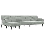 vidaXL Schlafsofa L-förmig 260x140x70 cm Samt hellgrau