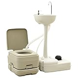 vidaXL Campingtoilette 10+10L Handwaschbecken 20L Set Tragbar Chemietoilette Toiletteneimer Mobil Reise WC Camping Waschbecken Grau