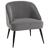 HOMCOM Ohrensessel Polstersessel mit Samtoptik, Relaxsessel, Loungesessel Esszimmerstuhl, Schminkstuhl für Schlafzimmer, Wohnzimmer, Grau, 64,5 x 63,5 x 75 cm