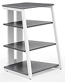 FITUEYES Design HiFi Rack aus Holz & Stahl, HiFi Regal mit verstellbaren Ablagen & Kabelmanagement, TV Rack für DVD-Player & Stereoanlagen & Spielkonsolen, 61 x 52 x 78 cm