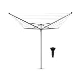 Brabantia - Topspinner Wäschespinne - Regenschirm'-System - UV-beständige Wäscheleine, 40 m - Reibungsloses Drehungen - Kein Durchhängen - Auch für Kleiderbügel - Metallic Grey - ø 271 cm