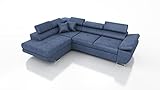 Robin Saturn Premium Ecksofa Schlaffunktion Bettkasten Verstellbare Kopfstützen Kissen Sofa L-Form Schlafsofa Freistehende Eckcouch Schlafcouch Wohnzimmermöbel Wohnlandschaft Kingston-Stoff