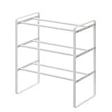 L Cloud 3-stufiger ausziehbarer Schuhregal-Organizer,Robustes Metallregal für bis zu 12 Paar Schuhe,Space Saver Rack für Kleiderschrank,Weiß